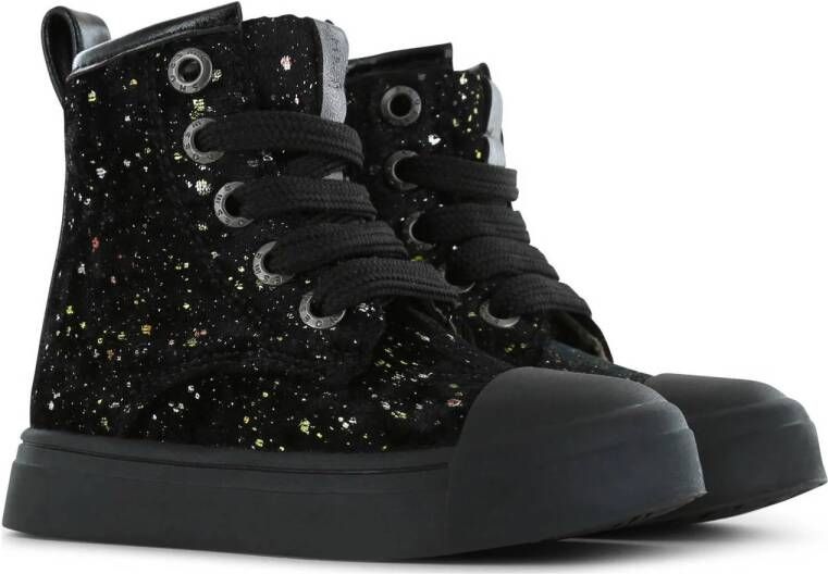 Shoesme fluwelen sneakers met glitters zwart