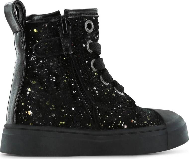 Shoesme fluwelen sneakers met glitters zwart