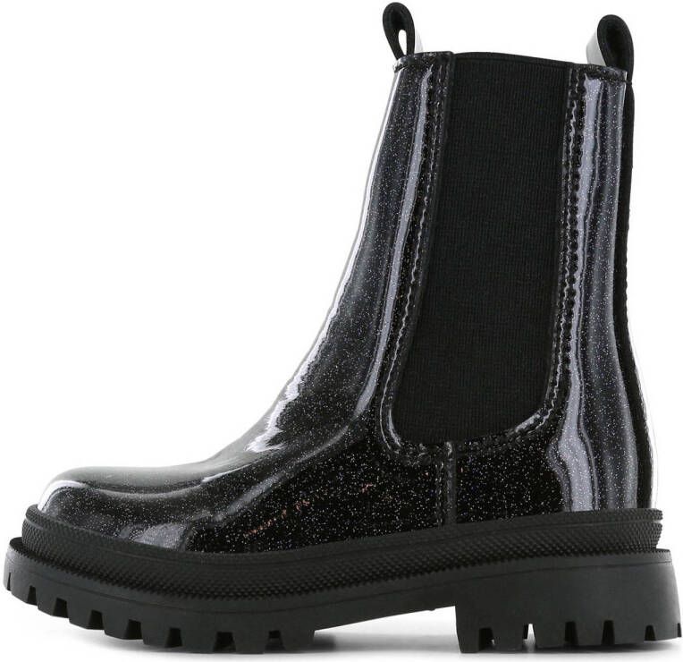Shoesme lak chelsea boots met glitters zwart
