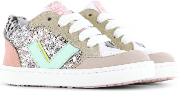 Shoesme leren sneakers beige pastel