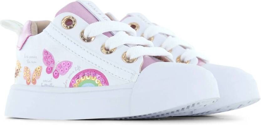 Shoesme leren sneakers wit roze