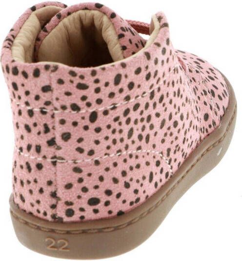 Shoesme Flex nubuck veterboots met allover print roze