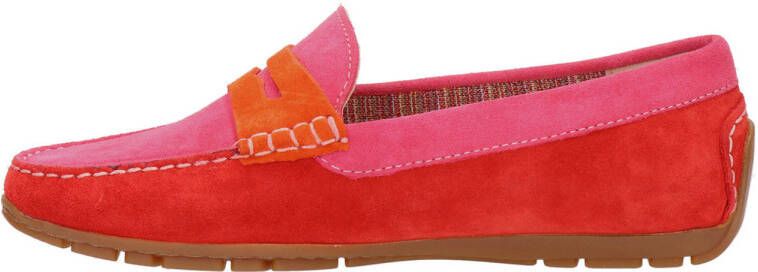 Sioux Carmona Velour suède mocassins roze rood