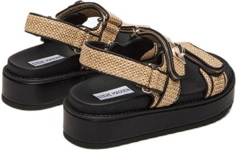 Steve Madden Bigmona raffia sandalen beige zwart