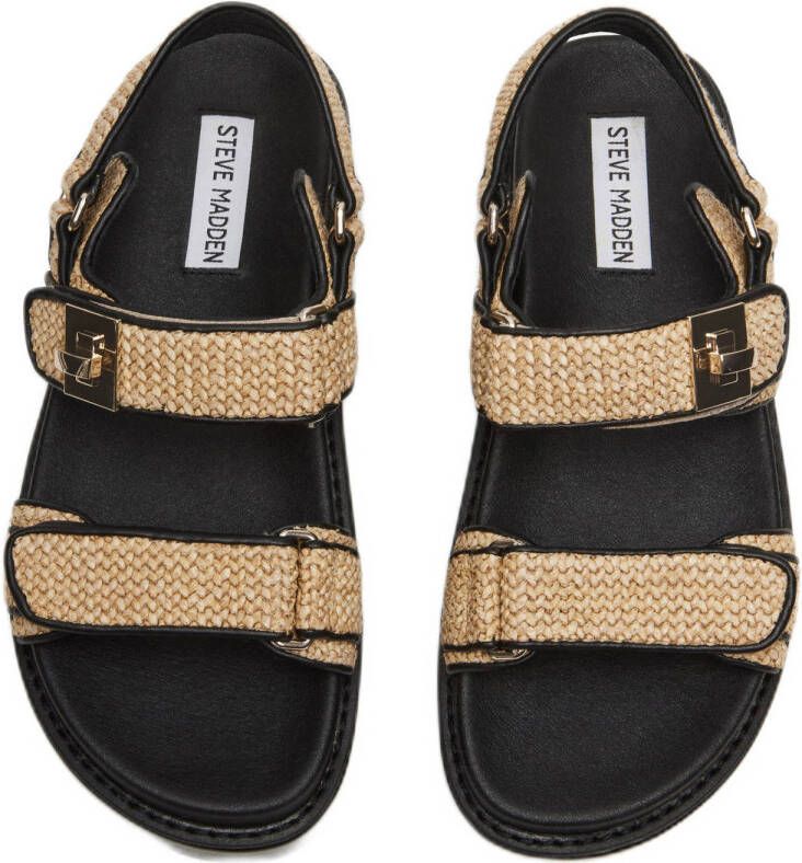 Steve Madden Bigmona raffia sandalen beige zwart