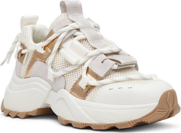Steve Madden Tazmania chunky sneakers zilver goud cream