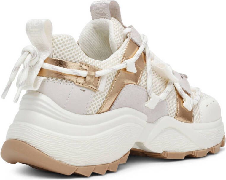 Steve Madden Tazmania chunky sneakers zilver goud cream