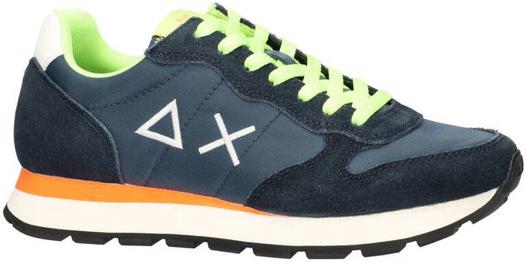 SUN68 Tom Fluo suède sneakers donkerblauw