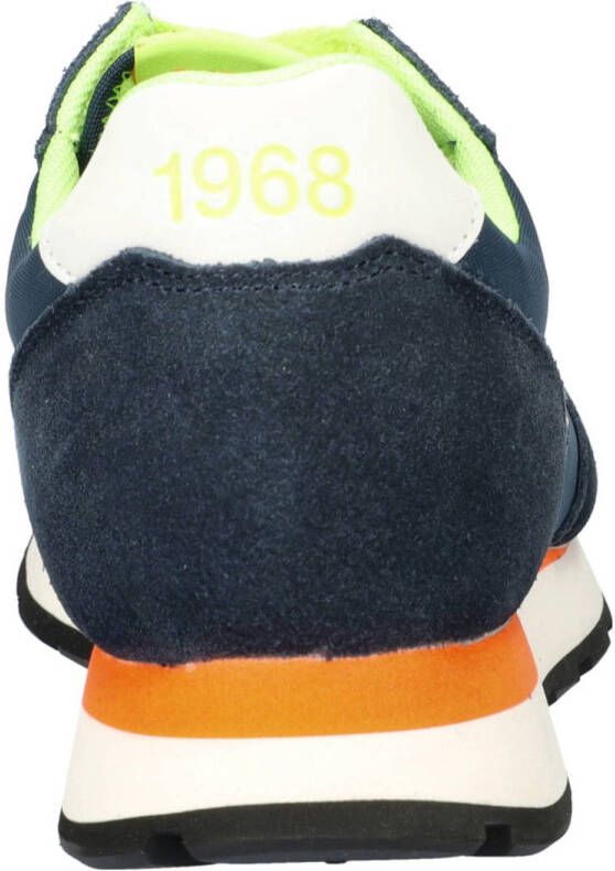 SUN68 Tom Fluo suède sneakers donkerblauw