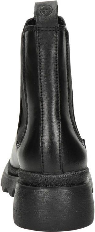 Tamaris chunky leren chelsea boots zwart