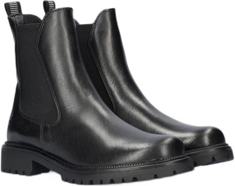 Tamaris leren chelsea boots zwart