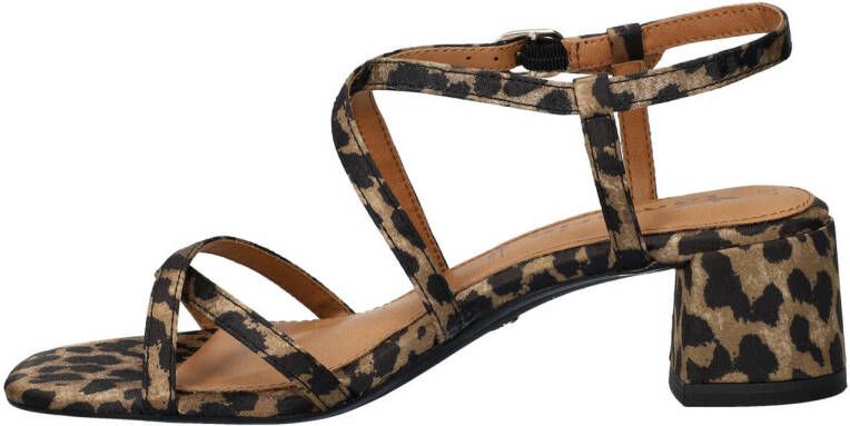 Tamaris sandalettes met panterprint beige zwart