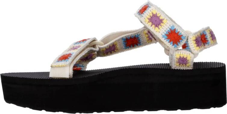 Teva Flatform Universal Crochet sandalen ecru multi