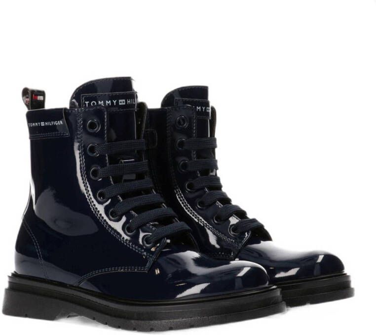 Tommy Hilfiger lak veterboots donkerblauw