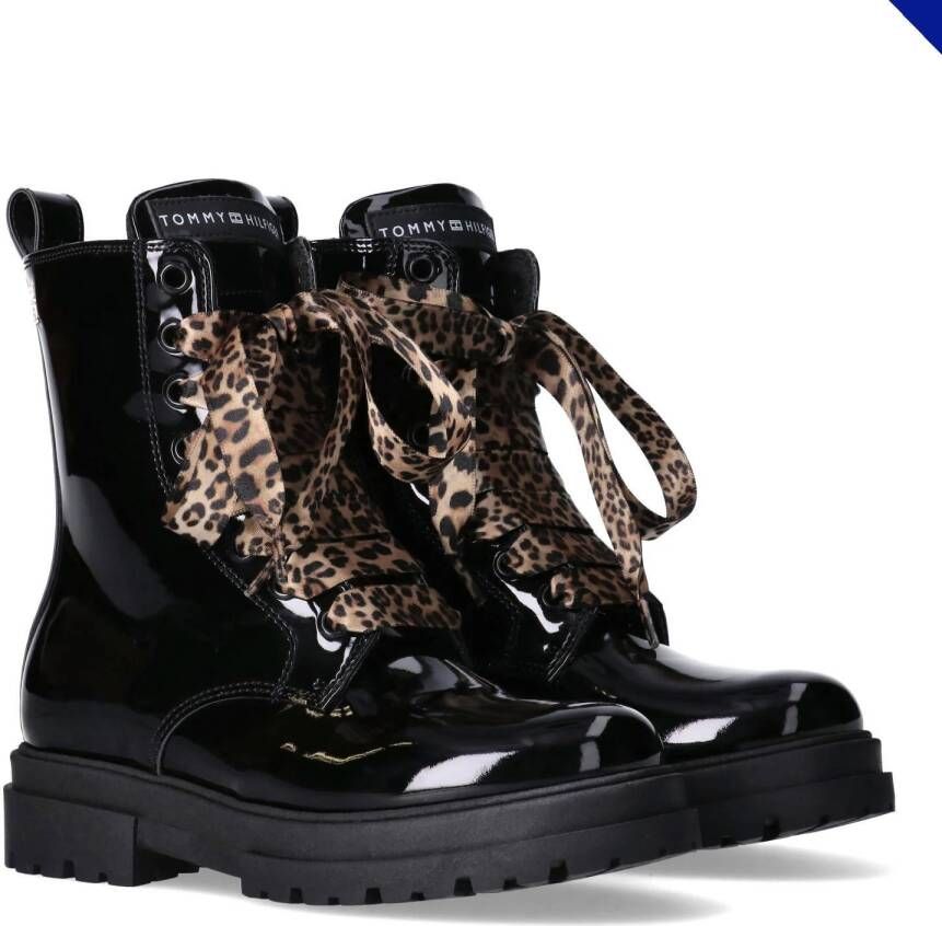 Tommy Hilfiger lak veterboots zwart