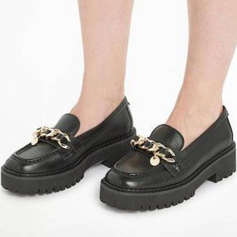 Tommy Hilfiger leren chunky loafers met ketting zwart