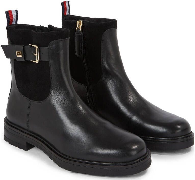 Tommy Hilfiger leren enkelboots zwart