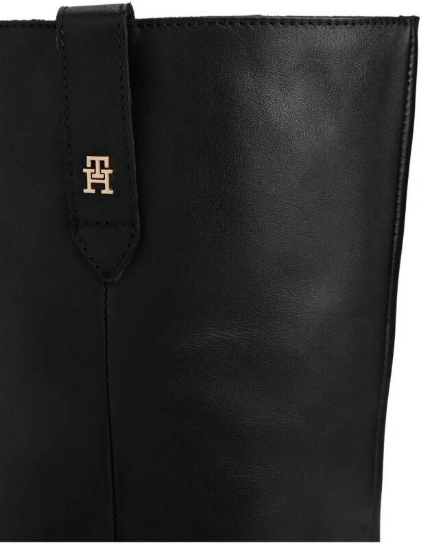 Tommy Hilfiger leren hoge laarzen zwart
