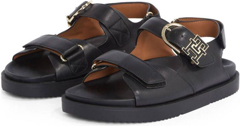 Tommy Hilfiger leren sandalen zwart