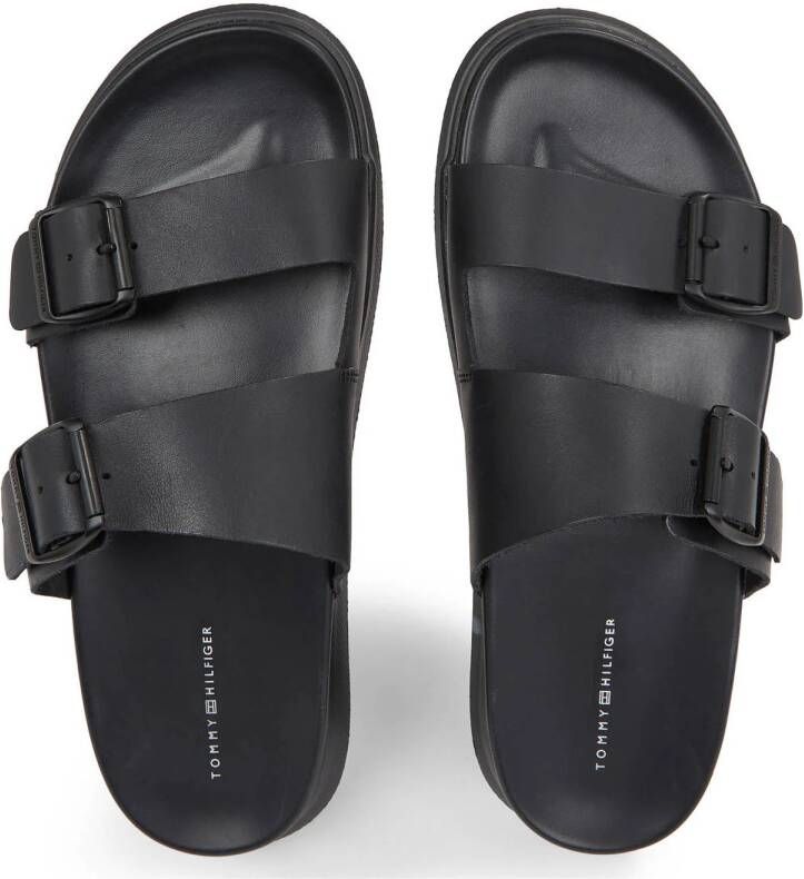 Tommy Hilfiger leren slippers zwart