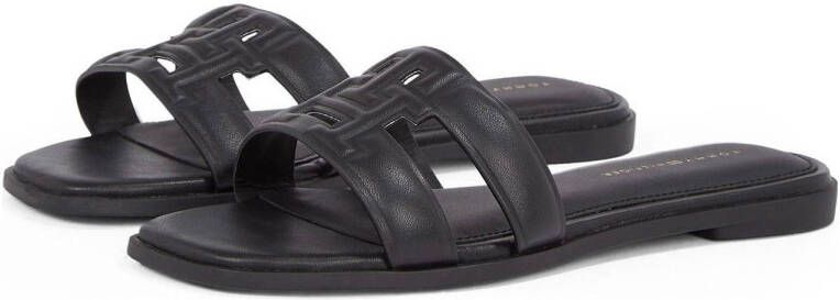 Tommy Hilfiger leren slippers zwart