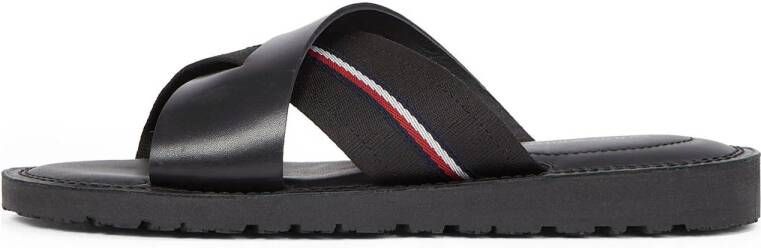 Tommy Hilfiger leren slippers zwart