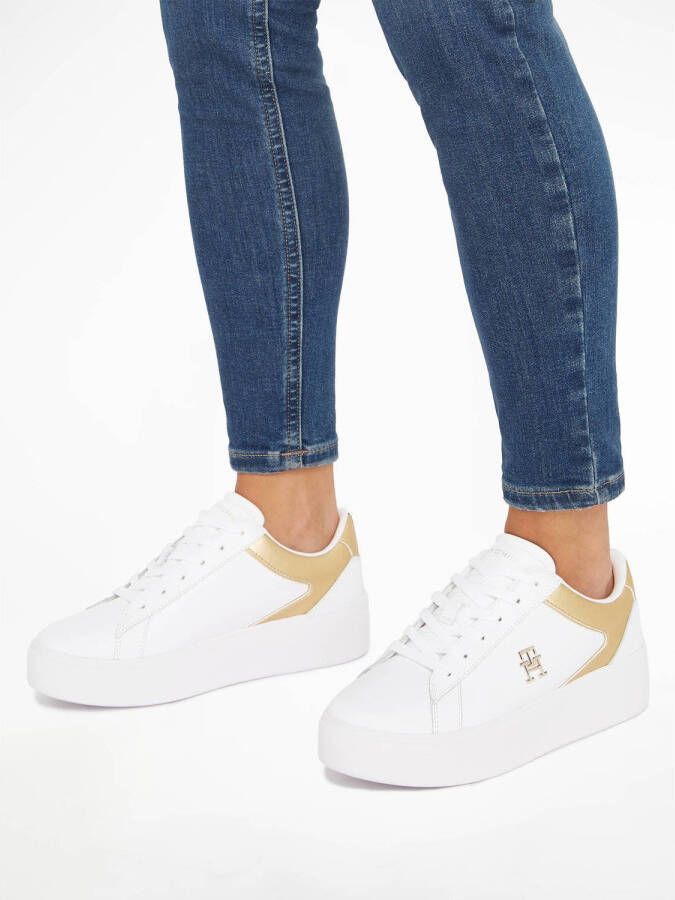 Tommy Hilfiger leren sneakers wit goud