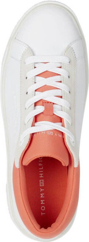 Tommy Hilfiger leren sneakers wit koraalrood