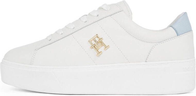 Tommy Hilfiger leren sneakers wit lichtblauw