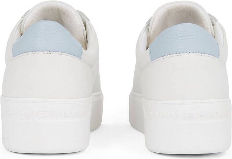 Tommy Hilfiger leren sneakers wit lichtblauw