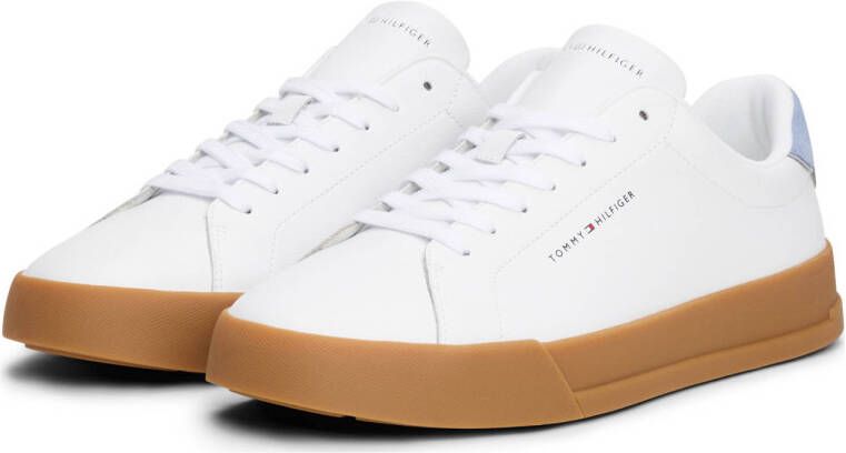 Tommy Hilfiger leren sneakers wit lichtblauw