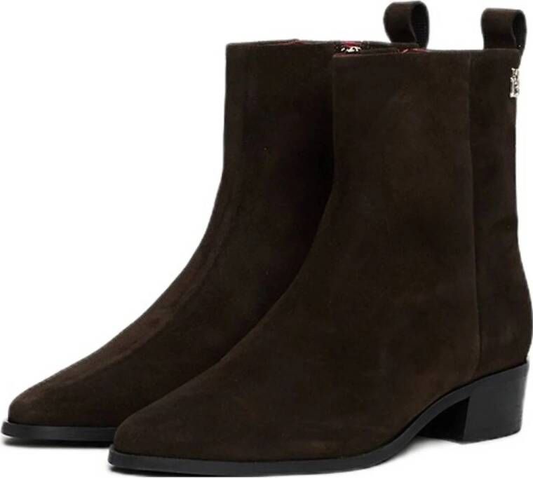 Tommy Hilfiger suède enkellaarzen bruin