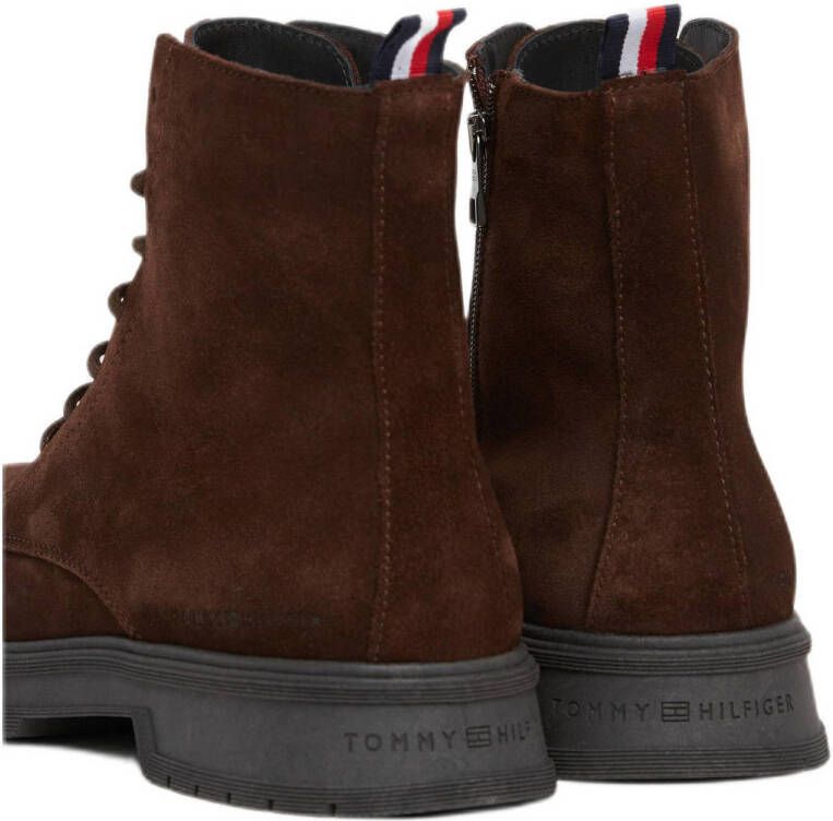 Tommy Hilfiger suède veterboots bruin