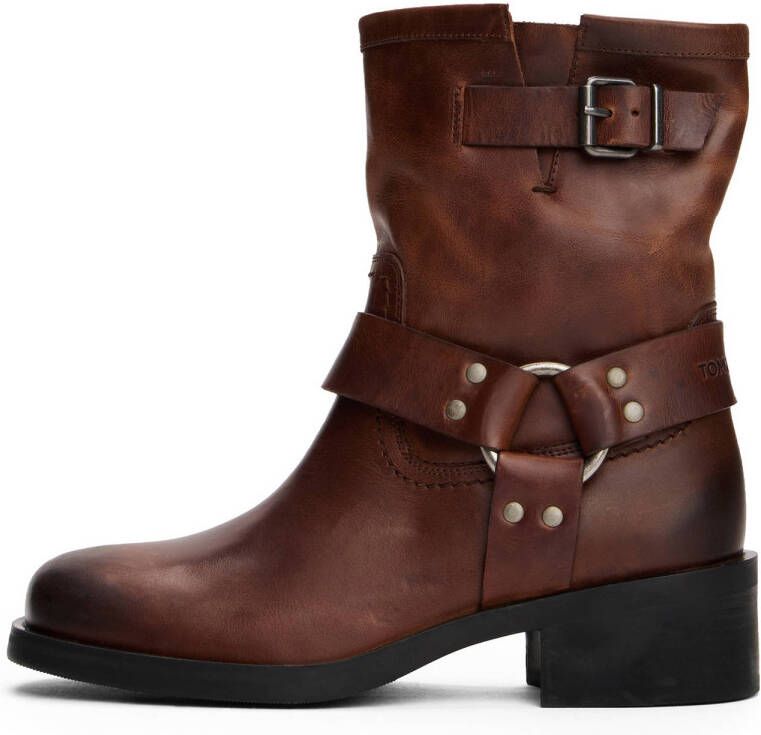 Tommy Jeans leren bikerboots bruin