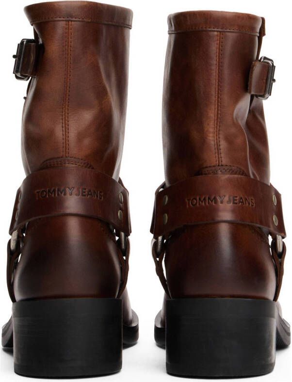 Tommy Jeans leren bikerboots bruin