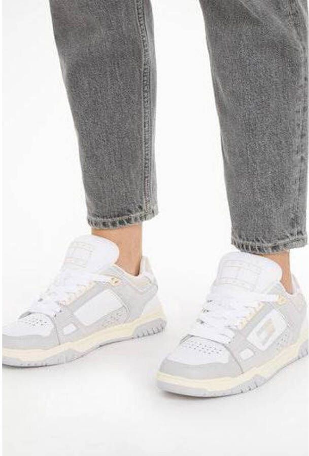 Tommy Jeans leren sneakers lichtgrijs