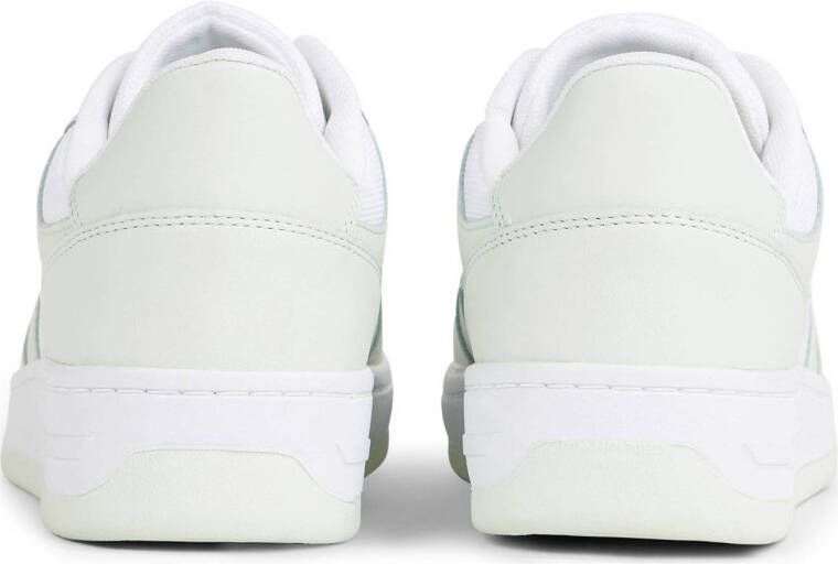Tommy Jeans leren sneakers lichtgroen wit
