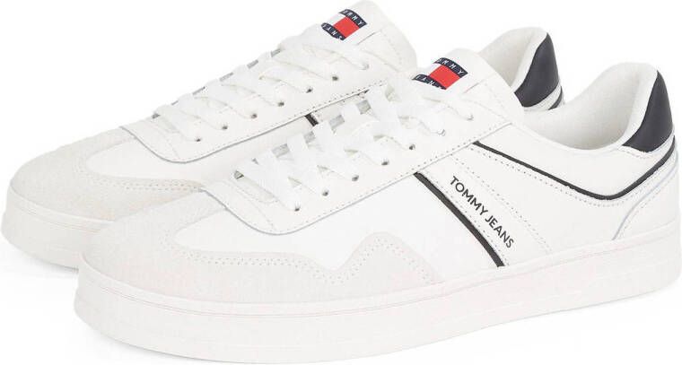 Tommy Jeans leren sneakers wit blauw
