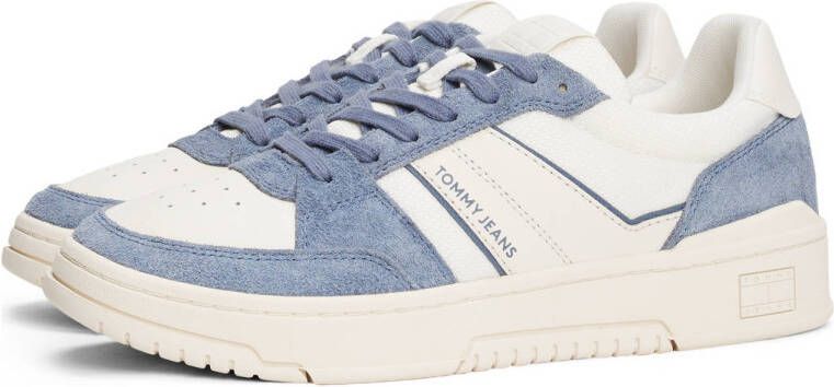 Tommy Jeans leren sneakers wit blauw