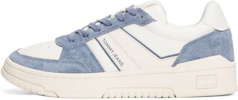 Tommy Jeans leren sneakers wit blauw