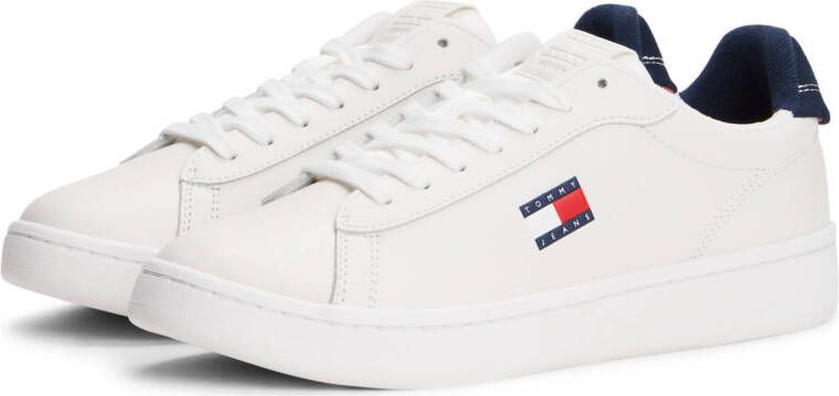 Tommy Jeans leren sneakers wit blauw