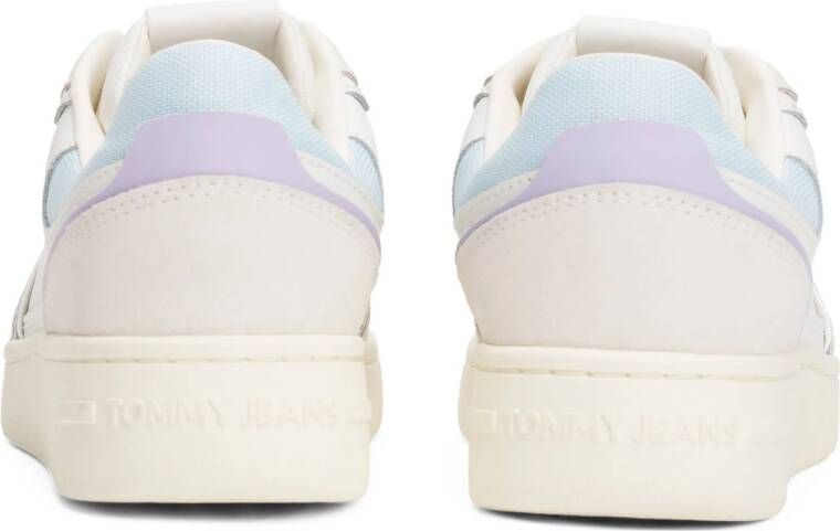 Tommy Jeans leren sneakers wit lila lichtblauw