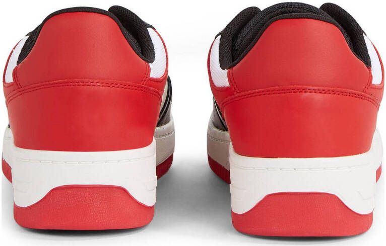 Tommy Jeans leren sneakers zwart rood wit