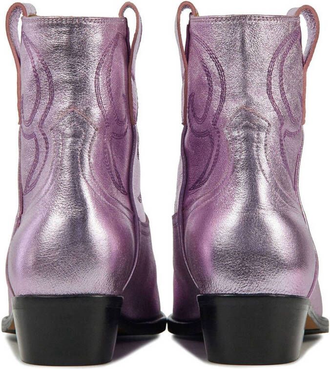 Toral leren cowboylaarzen lila metallic