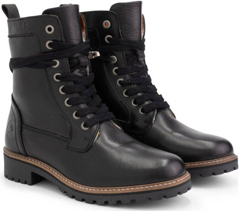 Travelin Kvinlog Lady leren veterboots zwart