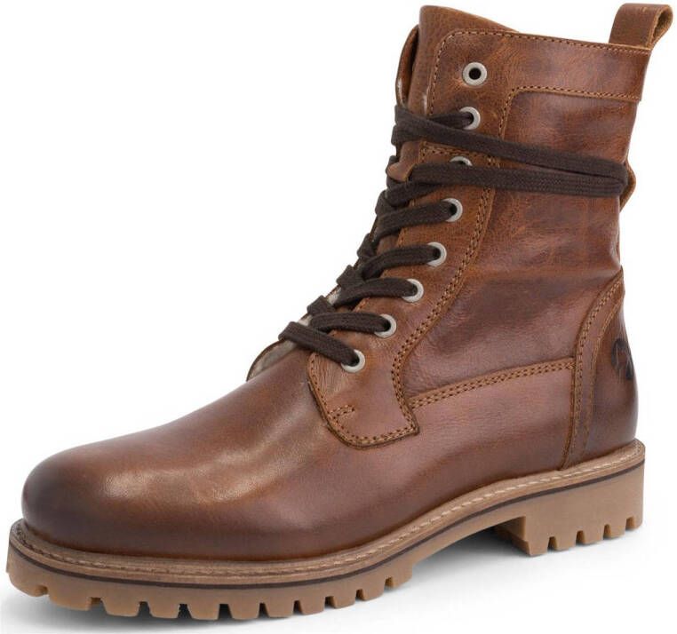 Travelin Kvinlog Men leren veterboots cognac