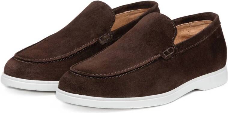 Van Lier Ascona suède loafers donkerbruin