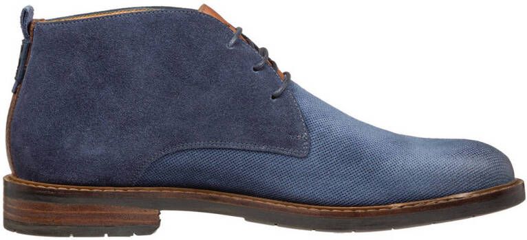 Van Lier Boston suède veterschoenen blauw