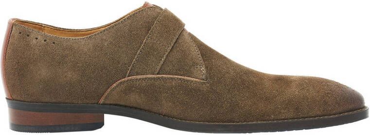 Van Lier Bregenz suède gespschoenen cognac
