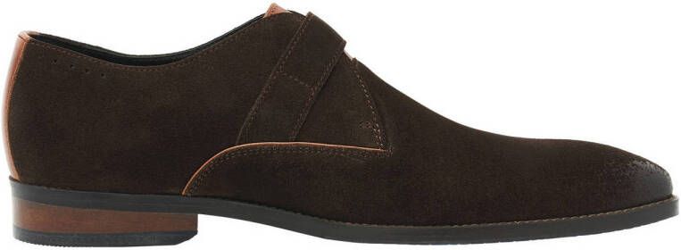 Van Lier Bregenz suède gespschoenen donkerbruin